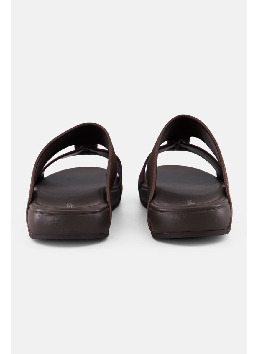 Algspar Men 2 Strap Slip On Arabic Sandals, Brown  - Image 3