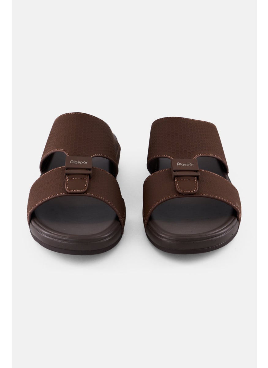 Algspar Men 2 Strap Slip On Arabic Sandals, Brown  - Image 2