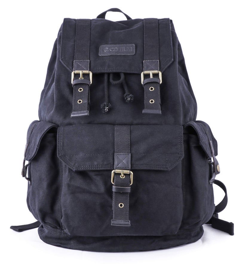 Gootium 21101BLK Specially High Density Thick Canvas Backpack Rucksack,Black - Image 1