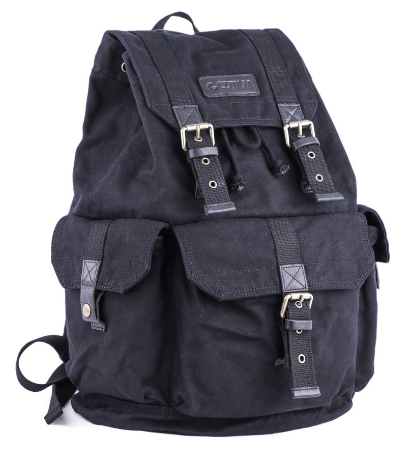 Gootium 21101BLK Specially High Density Thick Canvas Backpack Rucksack,Black - Image 2