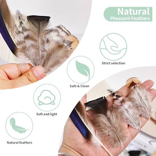 whitefeather Natural Feathers Bulk -360PCS - 12 Styles Assorted Small Natural Feathers, Peacock Feathers, Pheasant Feathers, Turkey Feathers for DIY Crafts, Wedding, Crafting Supplies - Image 5