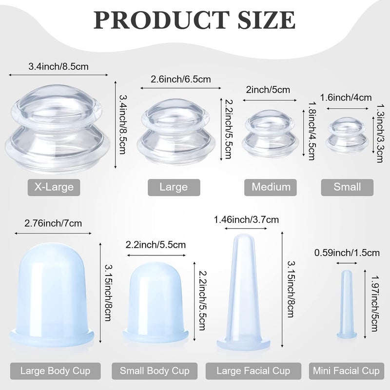 Chumia 16 Pcs Silicone Cupping Therapy Set Anti Cellulite Cup Vacuum Suction Massage Cup Silicone Cupping Therapy Set for Cellulite Reduction Myofascial Release Massage Therapist Home Use Clear - Image 2