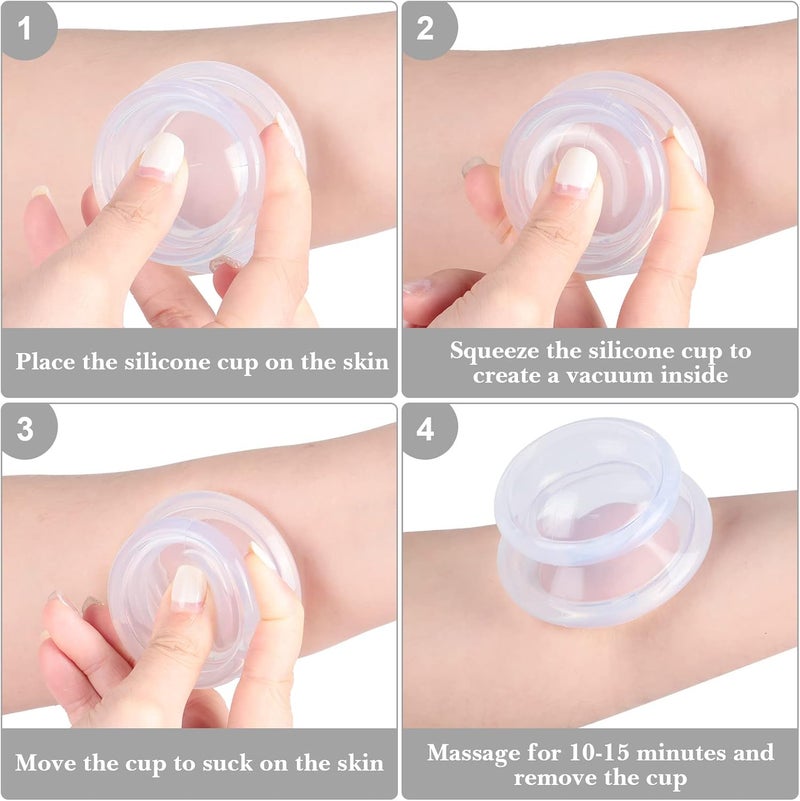 Chumia 16 Pcs Silicone Cupping Therapy Set Anti Cellulite Cup Vacuum Suction Massage Cup Silicone Cupping Therapy Set for Cellulite Reduction Myofascial Release Massage Therapist Home Use Clear - Image 3