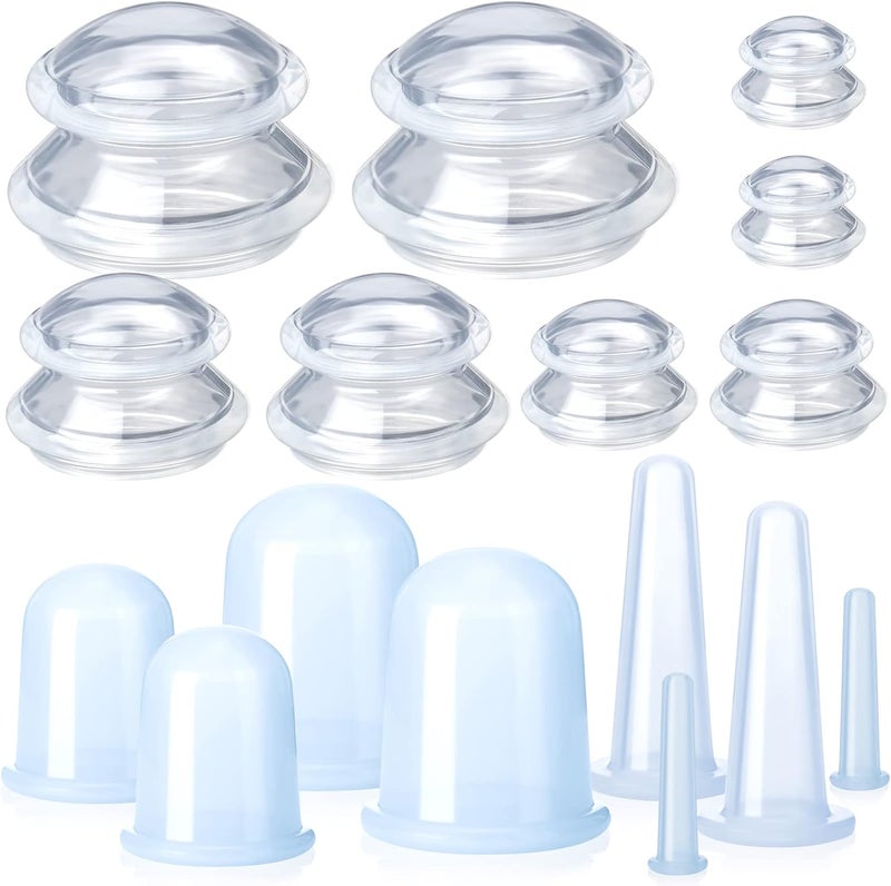 Chumia 16 Pcs Silicone Cupping Therapy Set Anti Cellulite Cup Vacuum Suction Massage Cup Silicone Cupping Therapy Set for Cellulite Reduction Myofascial Release Massage Therapist Home Use Clear - Image 1