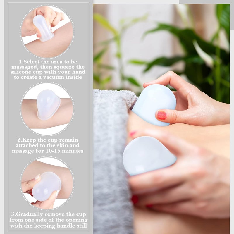Chumia 16 Pcs Silicone Cupping Therapy Set Anti Cellulite Cup Vacuum Suction Massage Cup Silicone Cupping Therapy Set for Cellulite Reduction Myofascial Release Massage Therapist Home Use Clear - Image 4