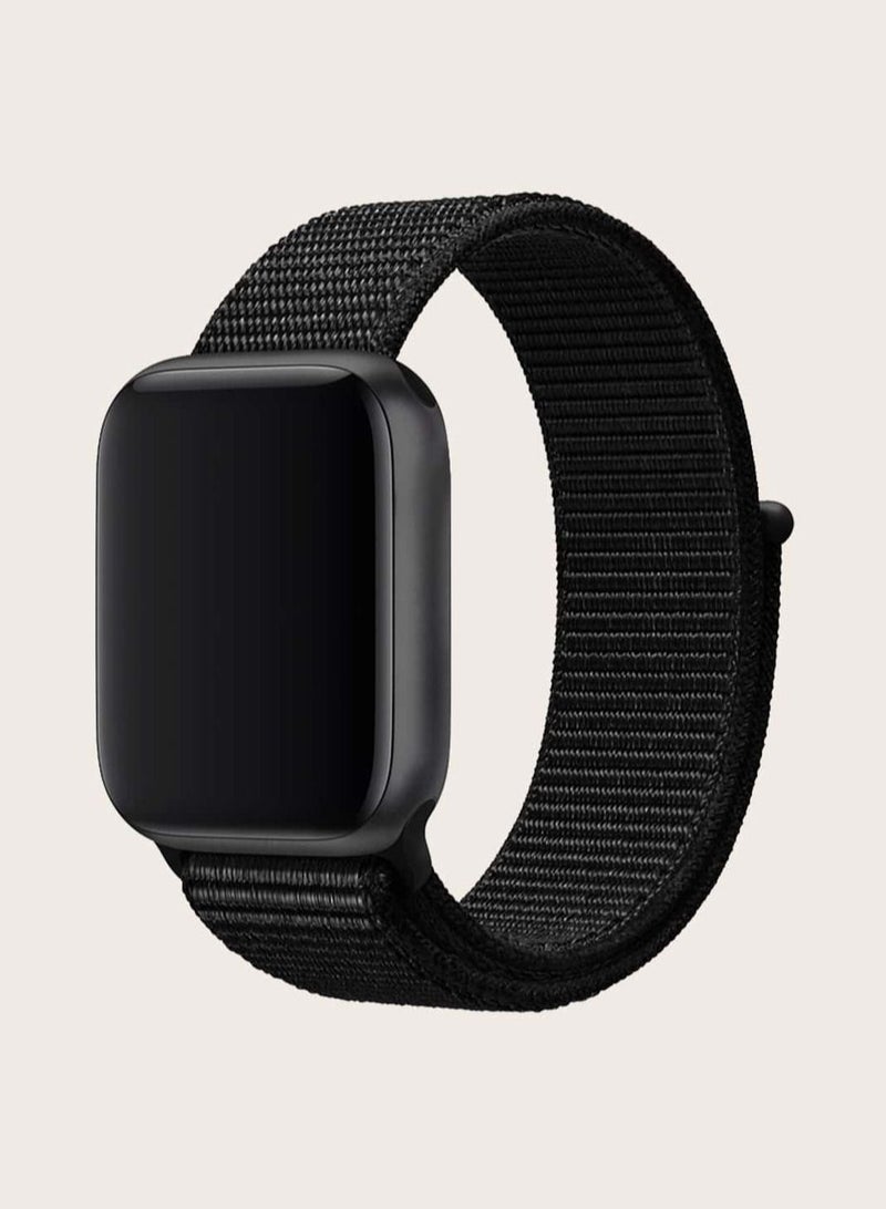 Apple Watch Band Nylon Replacement Strap For iWatch Series 5/6/7 42/44/45mm Black - Image 1