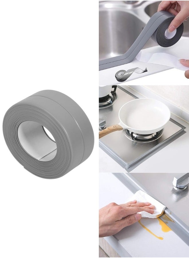 FALMER Self Adhesive Bathroom Corner Crack Sealing Tape Waterproof Kitchen Sink Bathtub Floor Sealer (Length: 3m - Grey)  - Image 1