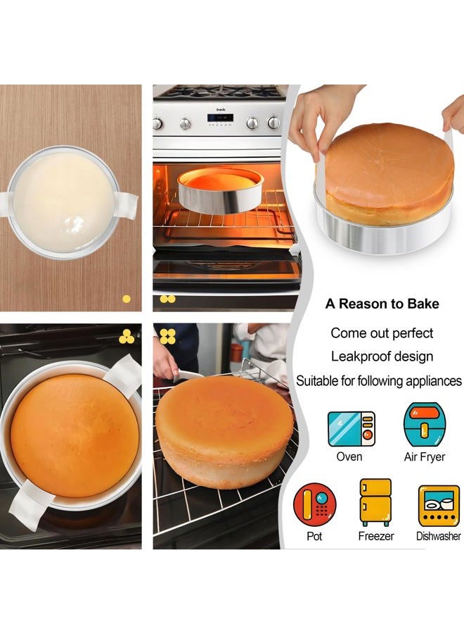 AWTBDP 8 Inch Round Cake Pans Set of 3, Nonstick Stainless Steel Baking Pans Set with 100PCS Parchment Papers, Durable Birthday Christmas Circle Layer Cake Pans, Cake Pans Sets for Baking, Dishwasher Safe - Image 3