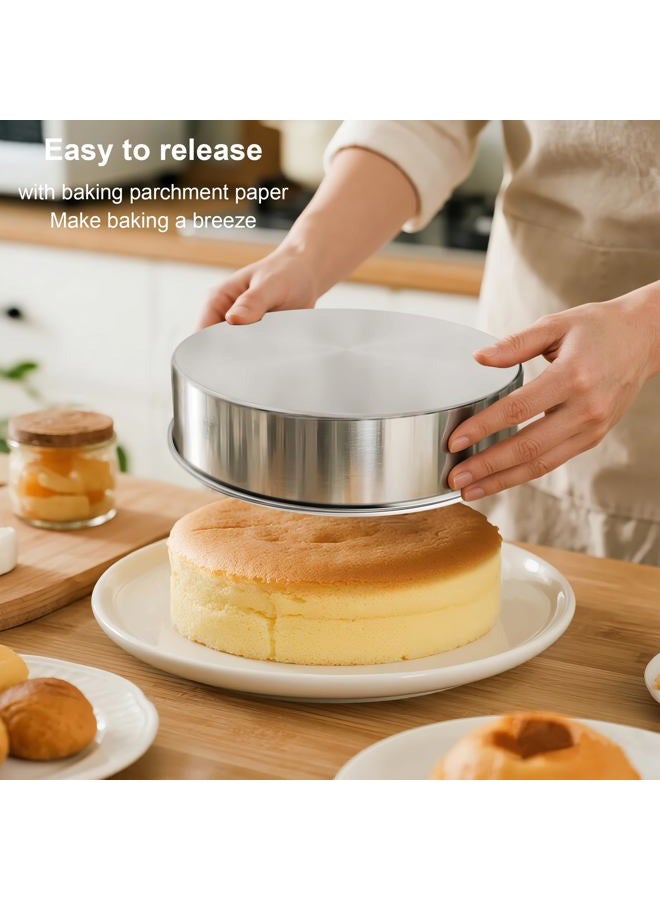 AWTBDP 8 Inch Round Cake Pans Set of 3, Nonstick Stainless Steel Baking Pans Set with 100PCS Parchment Papers, Durable Birthday Christmas Circle Layer Cake Pans, Cake Pans Sets for Baking, Dishwasher Safe - Image 4