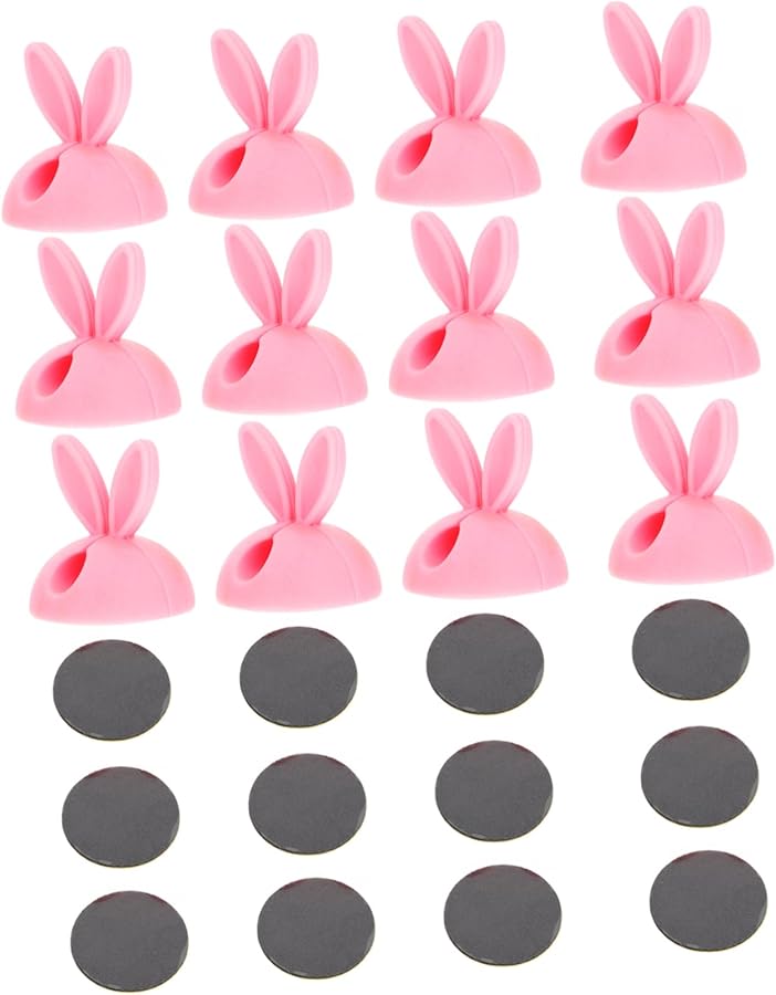 مشابك منظِّم الحبل الوردي 32 قطعة حامل أسلاك لاسلكي لإدارة الكابلات على سطح المكتب - Image 2