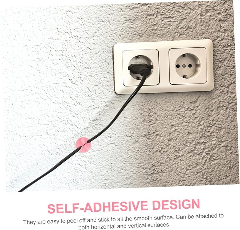 مشابك منظِّم الحبل الوردي 32 قطعة حامل أسلاك لاسلكي لإدارة الكابلات على سطح المكتب - Image 3