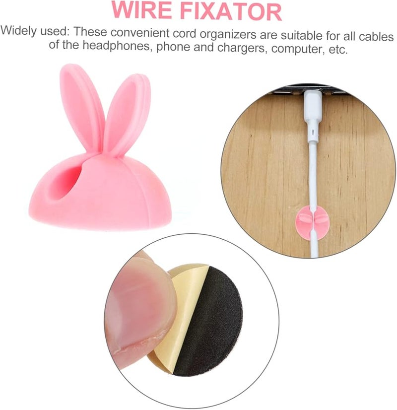 مشابك منظِّم الحبل الوردي 32 قطعة حامل أسلاك لاسلكي لإدارة الكابلات على سطح المكتب - Image 4