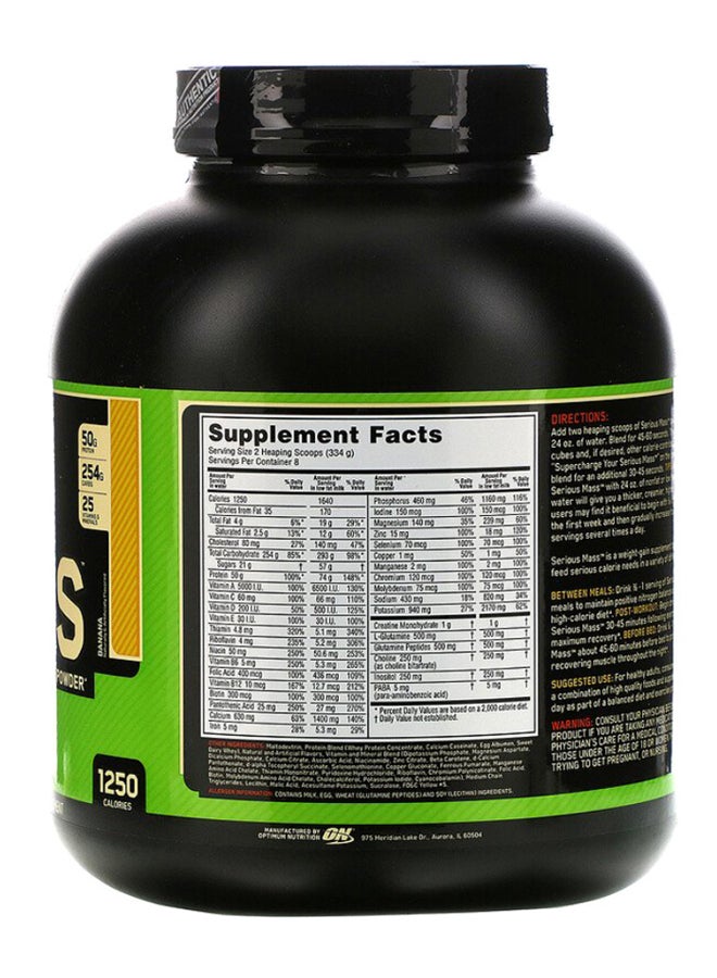 Optimum Nutrition Serious Mass High Protein - Banana - 2.72 Kg - Image 2