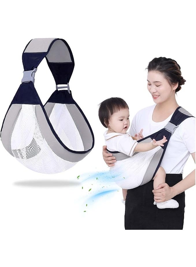 Spaceshoop Adjustable Baby Carrier, Portable Baby Sling with Breathable Dense Fabric for 0-4.5 Years Old Newborn and Toddler, One Size Fits All (Grey) - Image 1