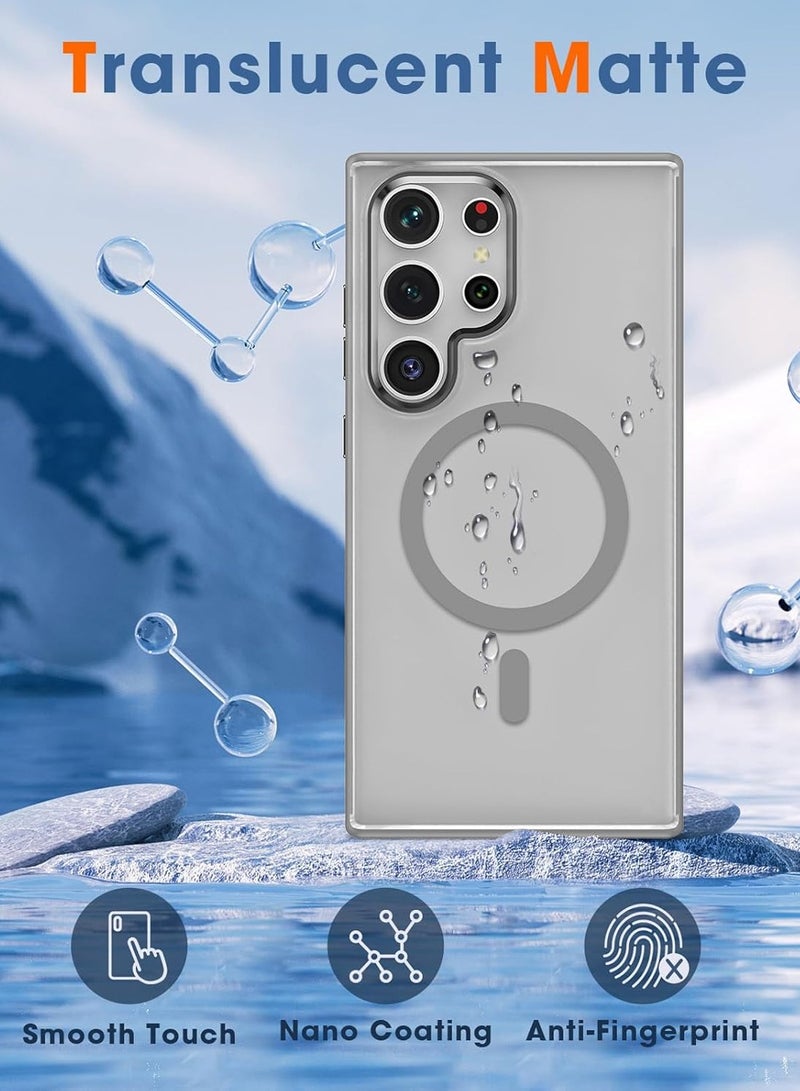 Wtech Samsung Galaxy S25 Ultra 5G 2025 Premium Matte Frosted Back, Silicone Sides With MagSafe Supported Case Cover - Grey - Image 4