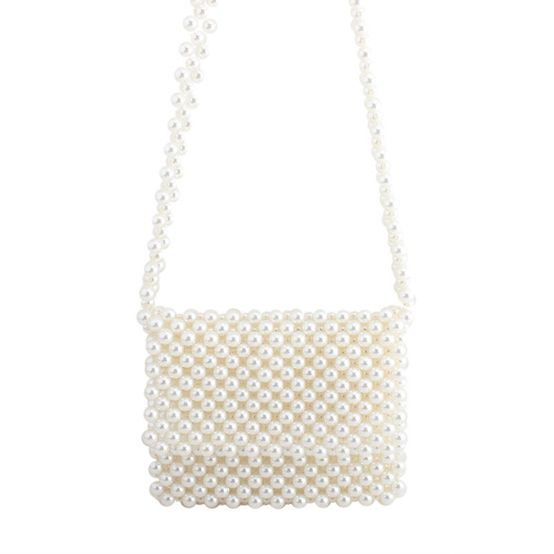 Pearl Bag 2019 Popular Fashion Classic Handmade Beaded Shoulder Bag Messenger Bag Mobile Phone Bag - Image 4