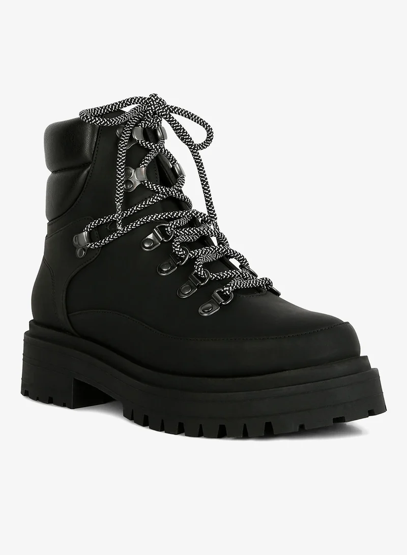 London Rag London Rag Women's Lace Up Chunky Platform Biker Boots in Black
