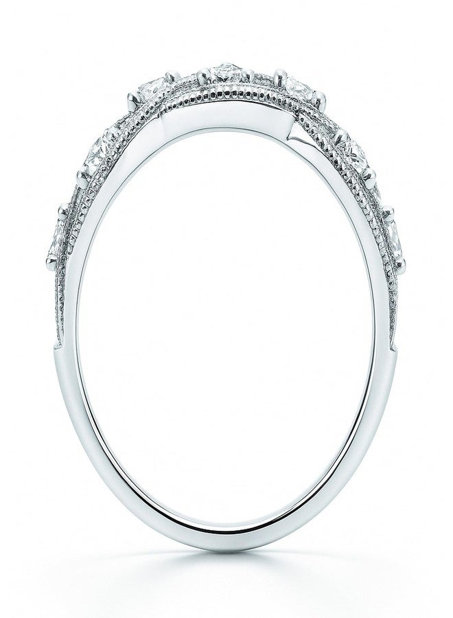 بيركيل خاتم كوكتيل أنيق من الفضة الإسترلينية عيار 925 مرصع بالزركونيا المكعبة، بتصميم مستوحى من فن الآرت ديكو، مطلي بالروديوم، من بيريكل. - Image 4