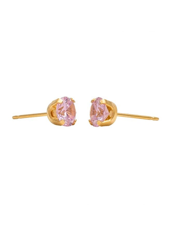Studex - 6MM Cubic Zirconia Pink 24K Pure Gold Plated Ear Studs - Image 1
