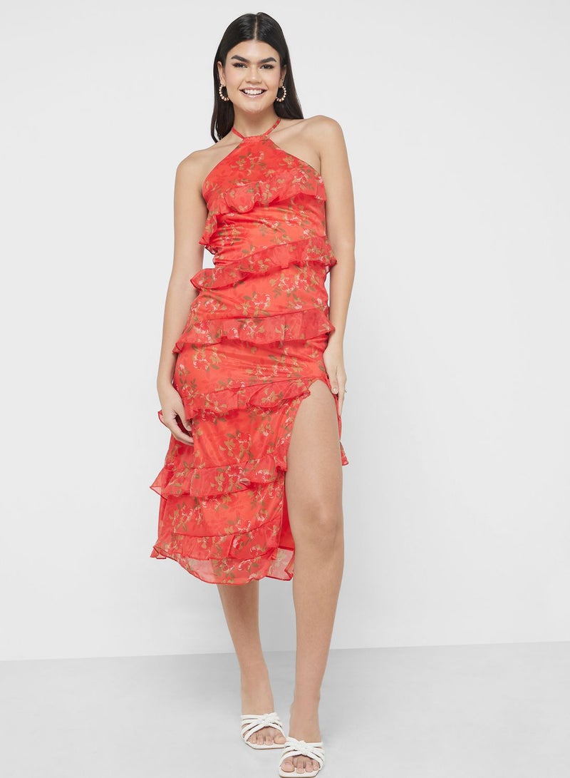 ELLA Floral Ruffle Midi Dress  - Image 4