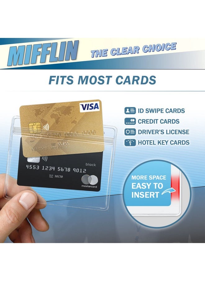 MIFFLIN - -Usa Card Protector (Clear, 4X3 Inches, 100 Pack), Waterproof And Resealable Horizontal Plastic Id Name Badge Holders - Image 1
