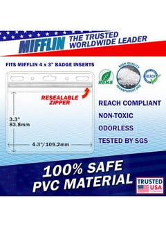 MIFFLIN -Usa Card Protector (Clear, 4X3 Inches, 100 Pack), Waterproof And Resealable Horizontal Plastic Id Name Badge Holders  - Image 5