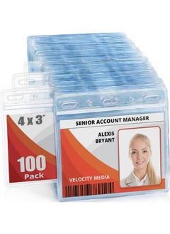 MIFFLIN -Usa Card Protector (Clear, 4X3 Inches, 100 Pack), Waterproof And Resealable Horizontal Plastic Id Name Badge Holders  - Image 1