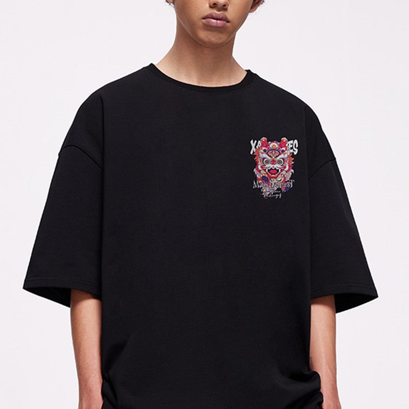 Fashionable Brand Short-Sleeved Men's European and American Plus Size Loose Oversize Summer New Five-Quarter Sleeve Couple Wear T-Shirt for Men - Image 4