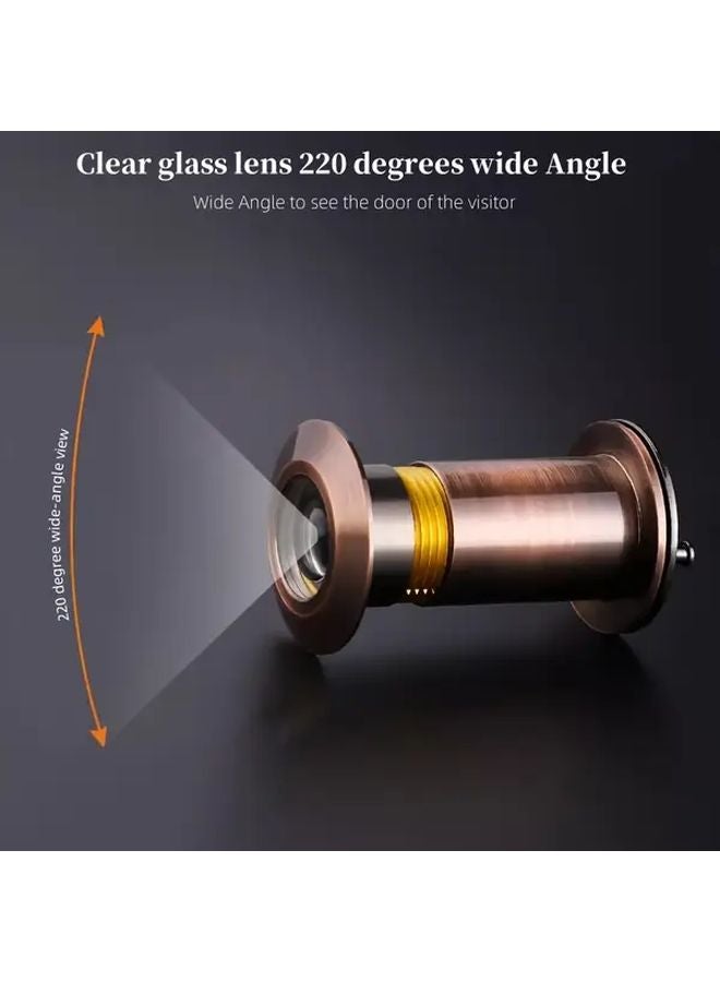 1pc Adjustable Door Peephole 220 Degree Wide Angle Anti Tamper Polished Metal Finish - Image 3
