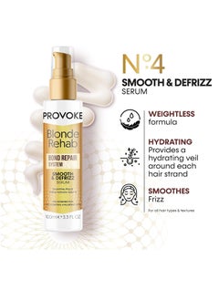 Provoke Blonde Rehab N0'4 Smooth and DeFrizz Bond Repair Hair Serum 100 ml Smoothes Frizz and Restores Volume in 1 Wash with Pro Bonding Complex Keratin and Hyaluronic Acid for Blonde Damaged Hair  - Image 2