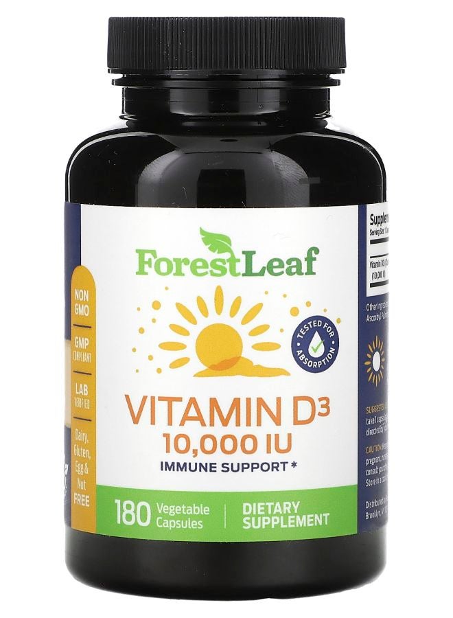 فيتامين د3 250 ميكروغرام (10000 وحدة دولية) 180 كبسولة نباتية