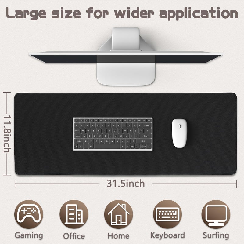 Yuhijoy Mouse Pad Gaming - Desk Mat for Keyboard and Mouse - Black Large Mouse Pad for Desk, Mousepad (31.5 x 11.8inch) with Non-Slip Base, Desks Pad Mat for Gaming, Office and Home - Image 5