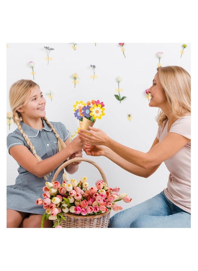 MIXDE Flower Bouquet Craft Kit 24PCS, Crafts for Kids, Gift Paper Flower Crafts Making Kit, Make Your Own Flower Bouquet, DIY Flower Bouquet Greeting Card, Kraft Paper Card, for Beginner  Funny Activities - Image 4