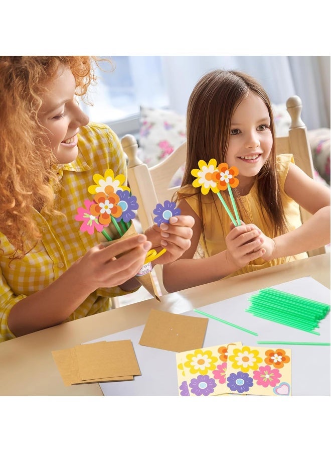 MIXDE Flower Bouquet Craft Kit 24PCS, Crafts for Kids, Gift Paper Flower Crafts Making Kit, Make Your Own Flower Bouquet, DIY Flower Bouquet Greeting Card, Kraft Paper Card, for Beginner  Funny Activities - Image 2