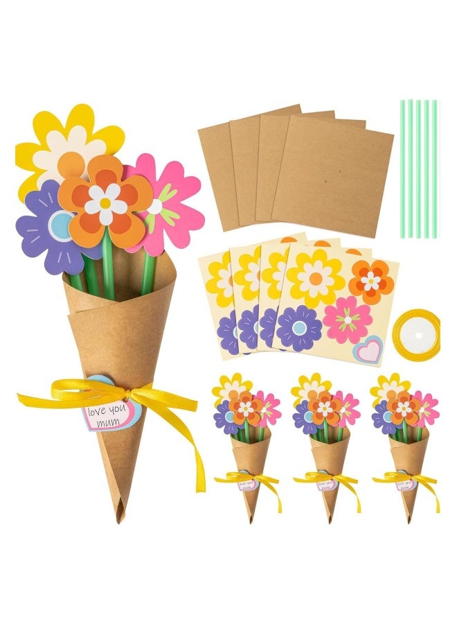 MIXDE Flower Bouquet Craft Kit 24PCS, Crafts for Kids, Gift Paper Flower Crafts Making Kit, Make Your Own Flower Bouquet, DIY Flower Bouquet Greeting Card, Kraft Paper Card, for Beginner  Funny Activities - Image 1