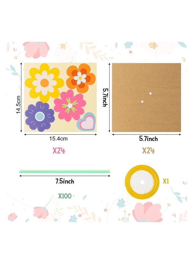 MIXDE Flower Bouquet Craft Kit 24PCS, Crafts for Kids, Gift Paper Flower Crafts Making Kit, Make Your Own Flower Bouquet, DIY Flower Bouquet Greeting Card, Kraft Paper Card, for Beginner  Funny Activities - Image 3
