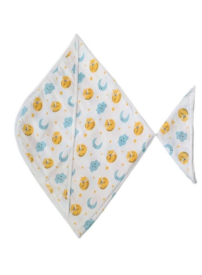 FawnFeel Baby Towel & WashCloth for for Newborns, Infants & Toddlers I Bamboo Based Hooded Towel I Breathable & Soft I 6 Layered Fast Absorbent, Extra Soft I Cat & Moon Print I (Pack of 2) - Image 1