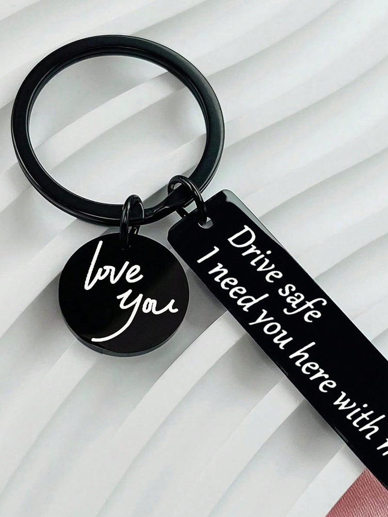 Engraved Metal Keychain “Drive Safe I Need You Here With Me” – Elegant and Romantic Gift - Image 4