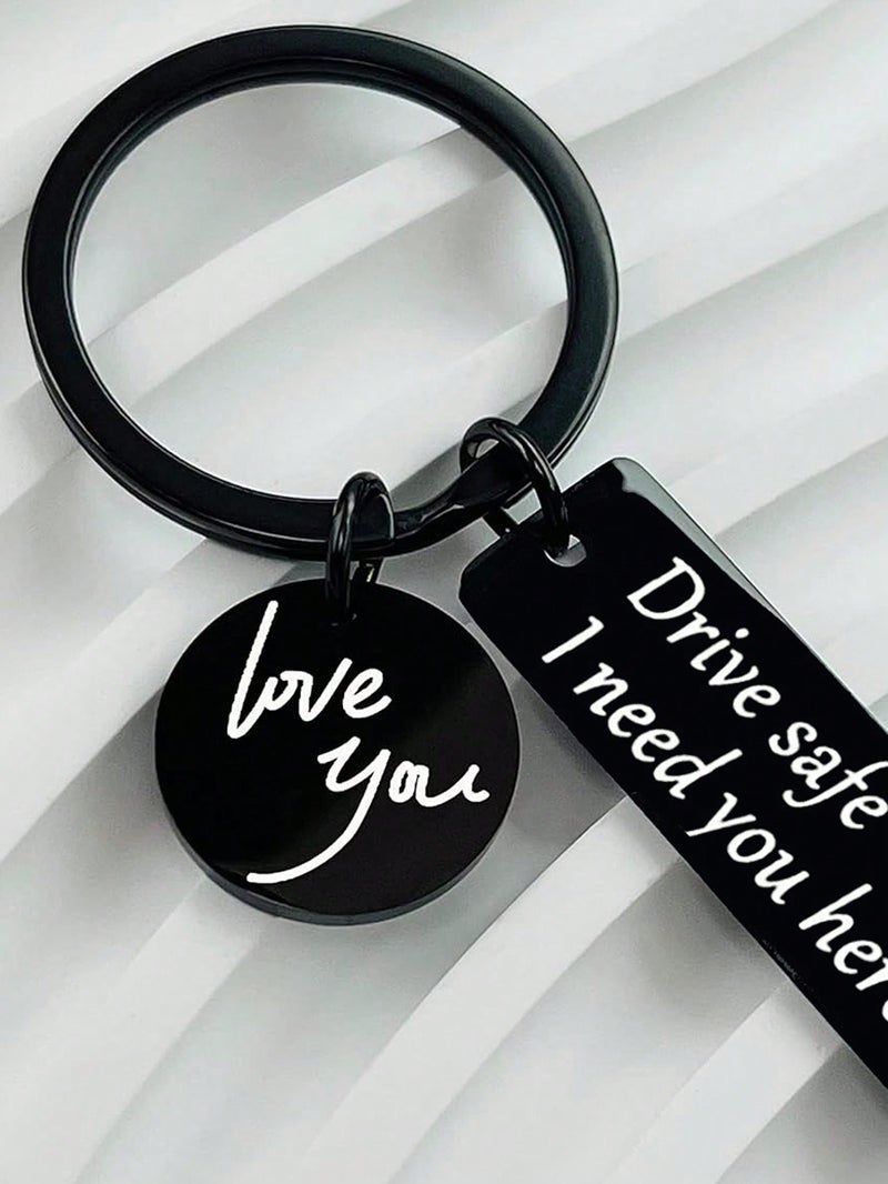 Engraved Metal Keychain “Drive Safe I Need You Here With Me” – Elegant and Romantic Gift - Image 3