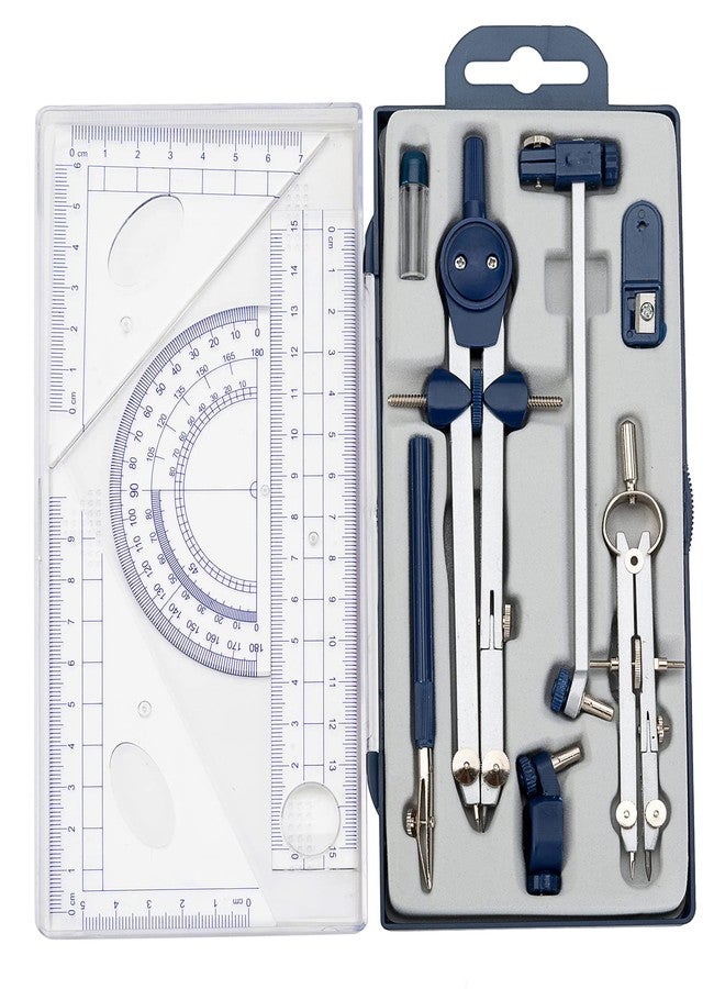 Ysglory 13 Pcs Compass and Protractors Set Math Compass Geometry Tool Metal Geometry Kit Precision Drawing Tool Circle Triangle Ruler Protractor with Storage Case for Kids Architects Engineers Students - Image 1