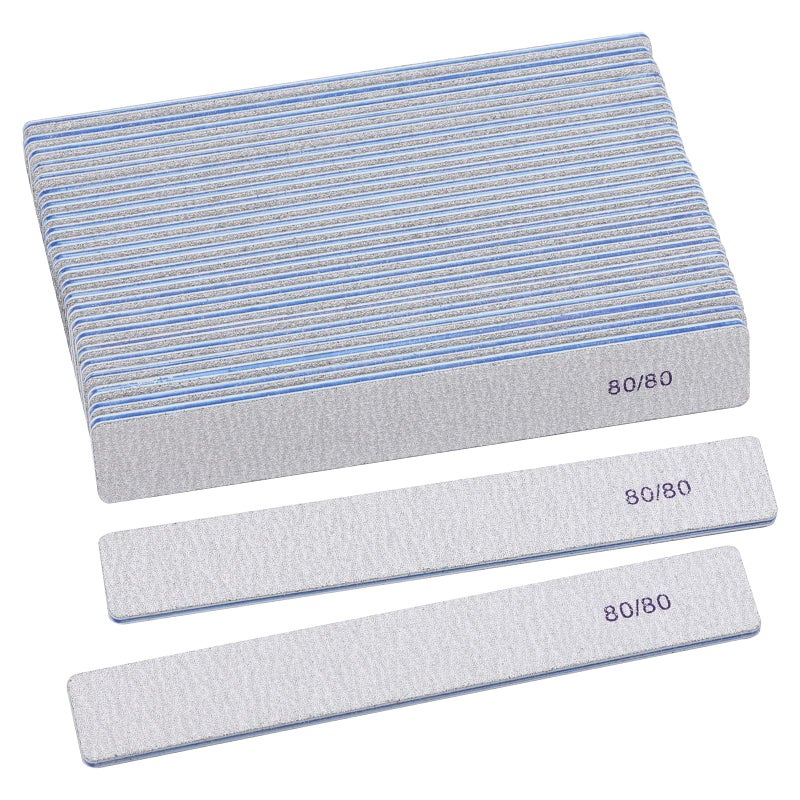BTYMS 25 Count 80 Grit Rectangle Nail Files for Acrylic Nails, Reusable Buffering Files Double Sided Emery Boards for Nails - Image 1