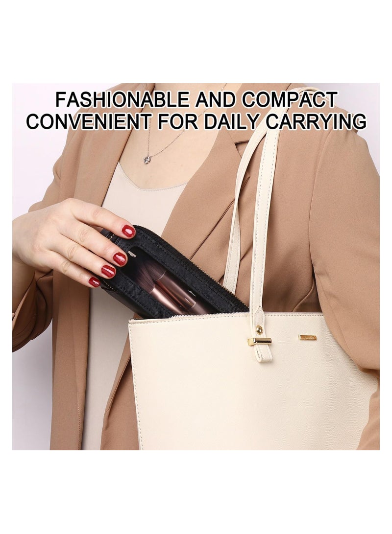 Zikra Clear Makeup Bag Portable Brush Bag transparent Travel Cosmetic Case Clear Toiletry Makeup Bag with Zipper for Women (Black, Slim) - Image 3