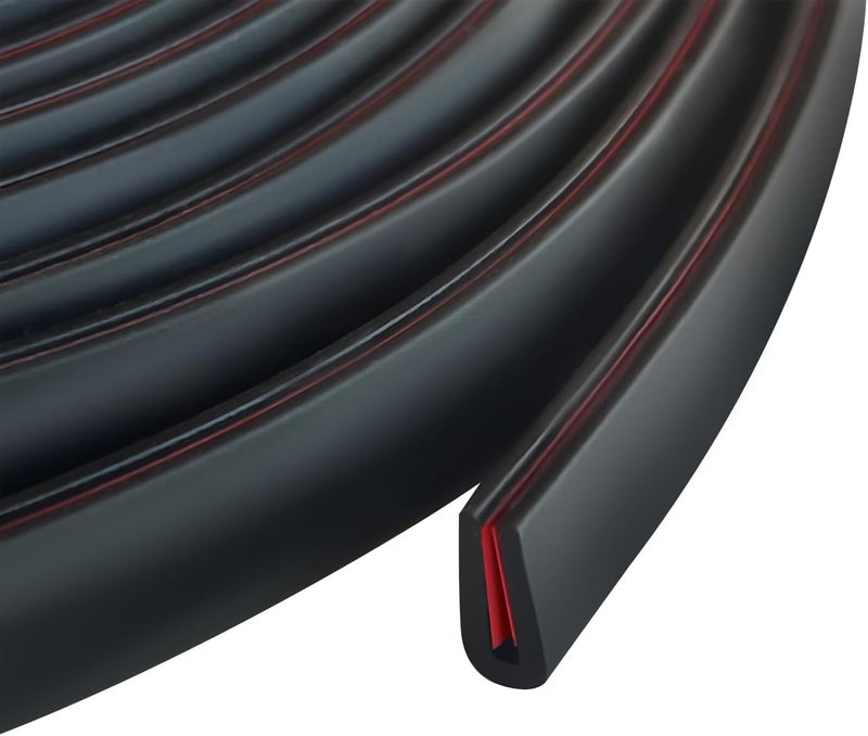 Protalwell Rubber Edge Trim, Self Adhesive 1/16" U Channel Edge Trim, Fit from 0 to 5/65", Sharp Edge Protector for Sheet Metal Parts, Car Doors, Length 100Ft, Black Color - Image 1