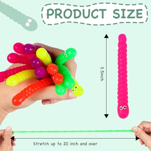 Miaopen 50 PCS Stretchy Fidget Toys Colorful Stretchy StringsSensory Fidget Worm Stretch Toys for Kids Stocking Stuffers Party Favors for Boys and Girls Classroom Prizes Pinata FillersGoodie Bag Stuffers - Image 5