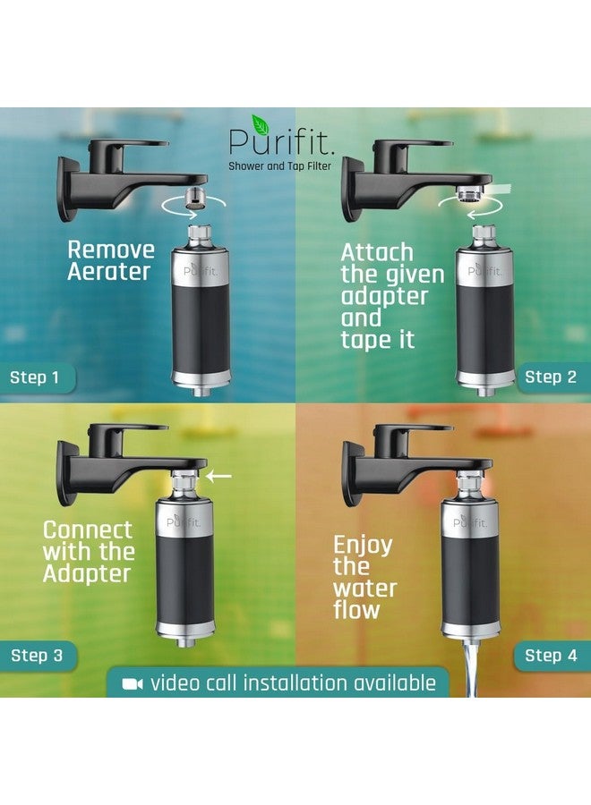بيورفيت فلتر دش وصنبور بلاستيكي من الكروم من Purifit للمياه العسرة | منقي مياه للحمام | فلتر مياه عسرة | تقليل تساقط الشعر | إزالة الكلور | لون أسود - Image 5
