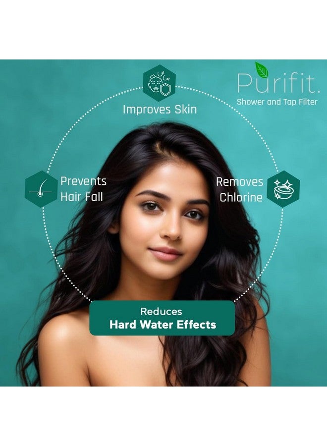 بيورفيت فلتر دش وصنبور بلاستيكي من الكروم من Purifit للمياه العسرة | منقي مياه للحمام | فلتر مياه عسرة | تقليل تساقط الشعر | إزالة الكلور | لون أسود - Image 2