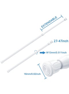 YOUGE 2 Pack Extendable Window Shower Hanging Curtain Rod, Cupboard Bars Tension Rods,  Adjustable Tension Curtain Rod, Shower Rod, Closet Rod, Window Rods 70-120centimeter (White)  - Image 2