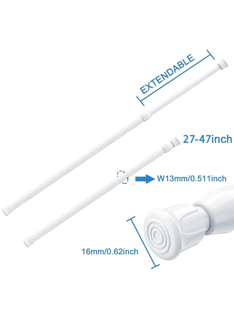 YOUGE 2 Pack Extendable Window Shower Hanging Curtain Rod, Cupboard Bars Tension Rods,  Adjustable Tension Curtain Rod, Shower Rod, Closet Rod, Window Rods 70-120centimeter (White) - Image 2
