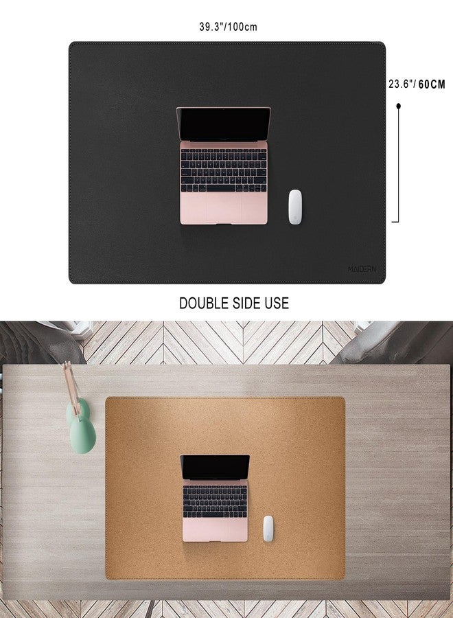 MAIDERN 40'' x 23.6'' Desk Mat, Large Desk Pad, Cork & Leather Large Mouse pad for Desk, Waterproof Computer Desk Mat for Gaming Home Office (Black) …(SP-106BK) - Image 2