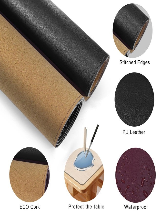 MAIDERN 40'' x 23.6'' Desk Mat, Large Desk Pad, Cork & Leather Large Mouse pad for Desk, Waterproof Computer Desk Mat for Gaming Home Office (Black) …(SP-106BK) - Image 3